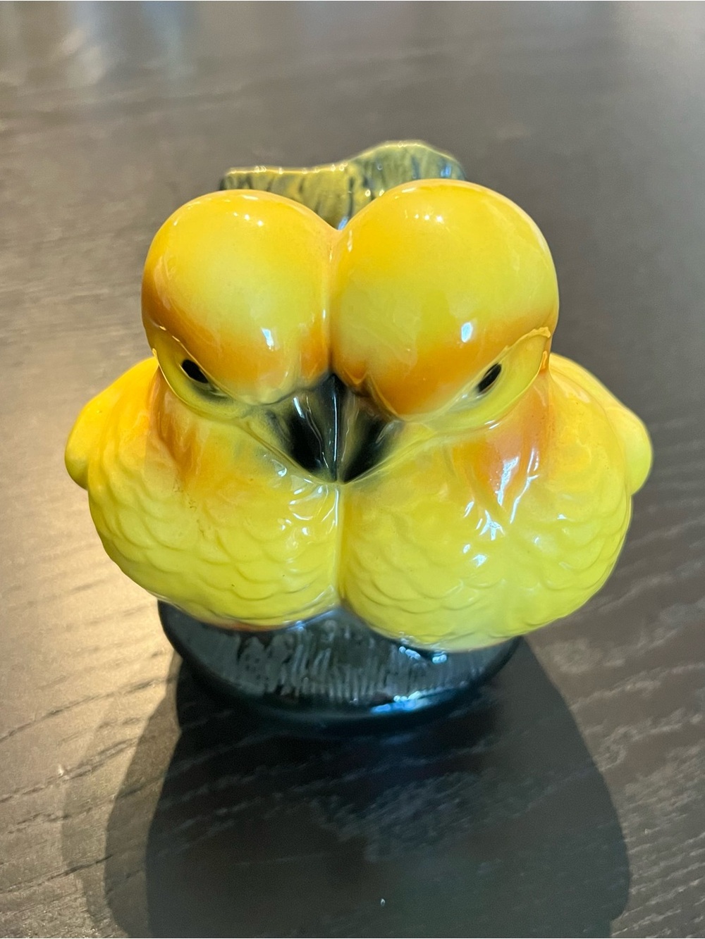 Vintage Yellow Ceramic Lovebird Duo Vase